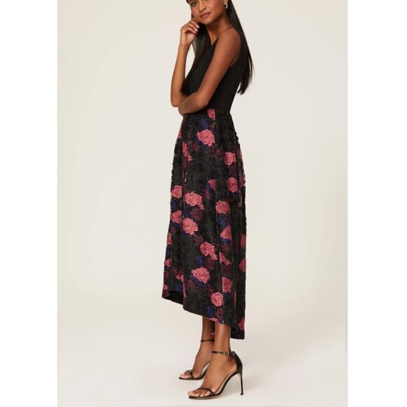 Hutch V-Neck Black and Pink Floral Midi Dress - Picture 9 of 9